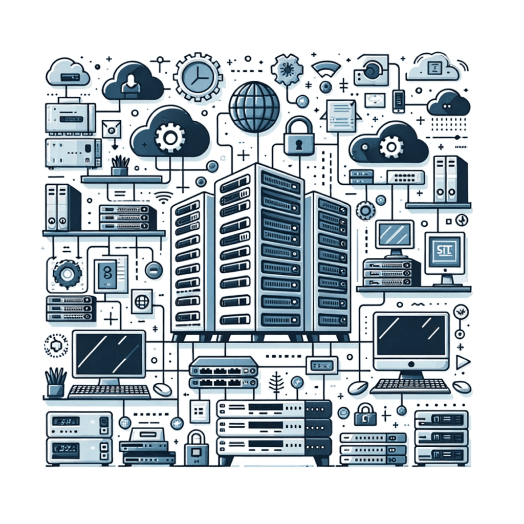 Comprehensive IT infrastructure setup for businesses, including network, server, and security configurations